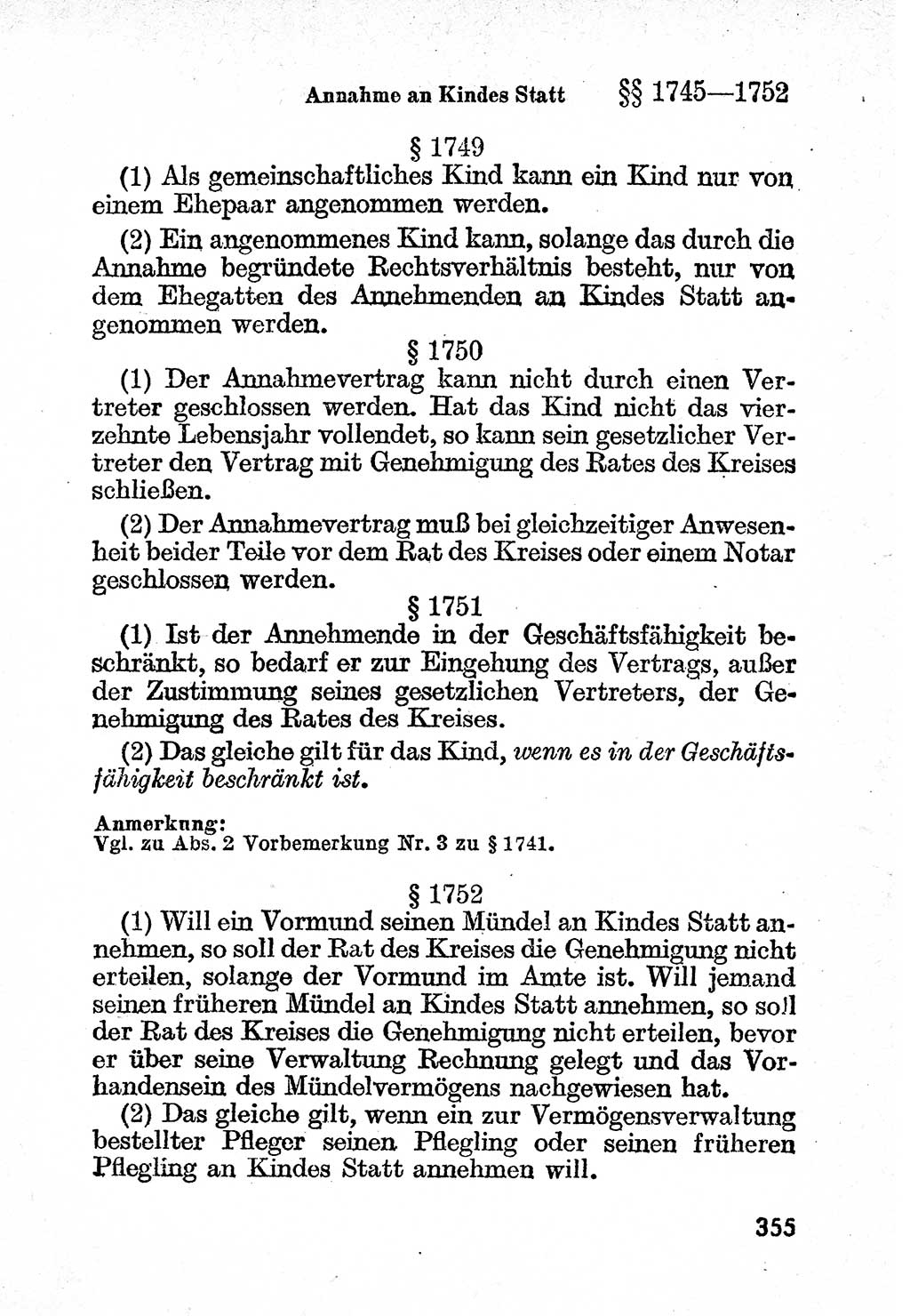 Bürgerliches Gesetzbuch (BGB) nebst wichtigen Nebengesetzen [Deutsche Demokratische Republik (DDR)] 1956, Seite 355 (BGB Nebenges. DDR 1956, S. 355)