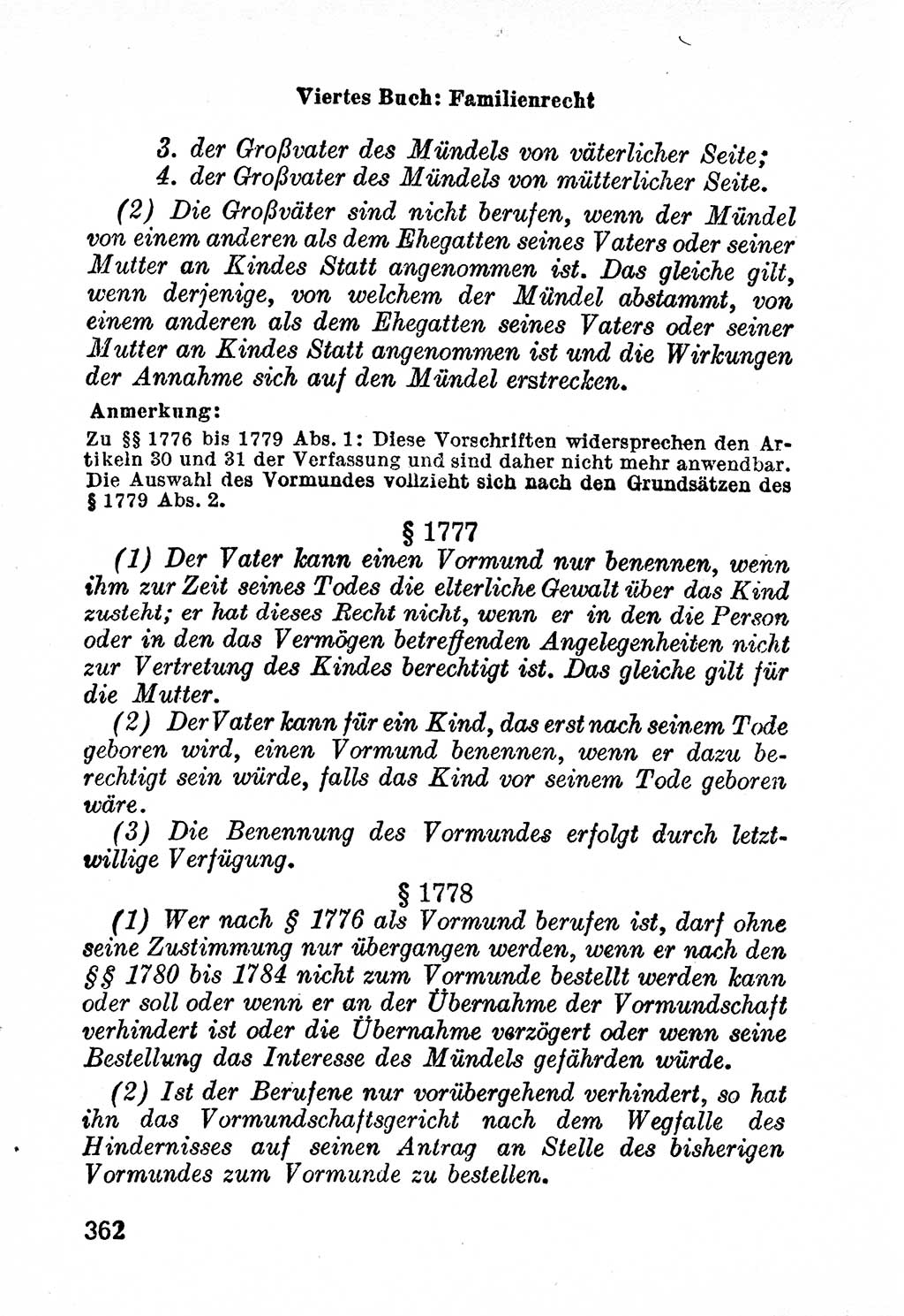 Bürgerliches Gesetzbuch (BGB) nebst wichtigen Nebengesetzen [Deutsche Demokratische Republik (DDR)] 1956, Seite 362 (BGB Nebenges. DDR 1956, S. 362)