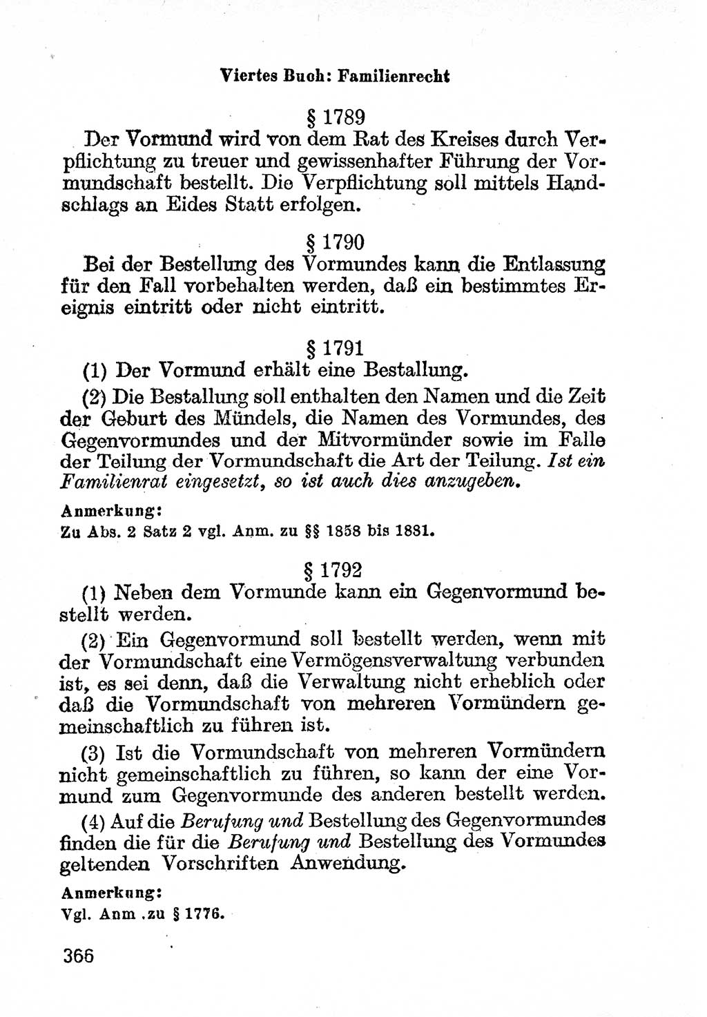 Bürgerliches Gesetzbuch (BGB) nebst wichtigen Nebengesetzen [Deutsche Demokratische Republik (DDR)] 1956, Seite 366 (BGB Nebenges. DDR 1956, S. 366)