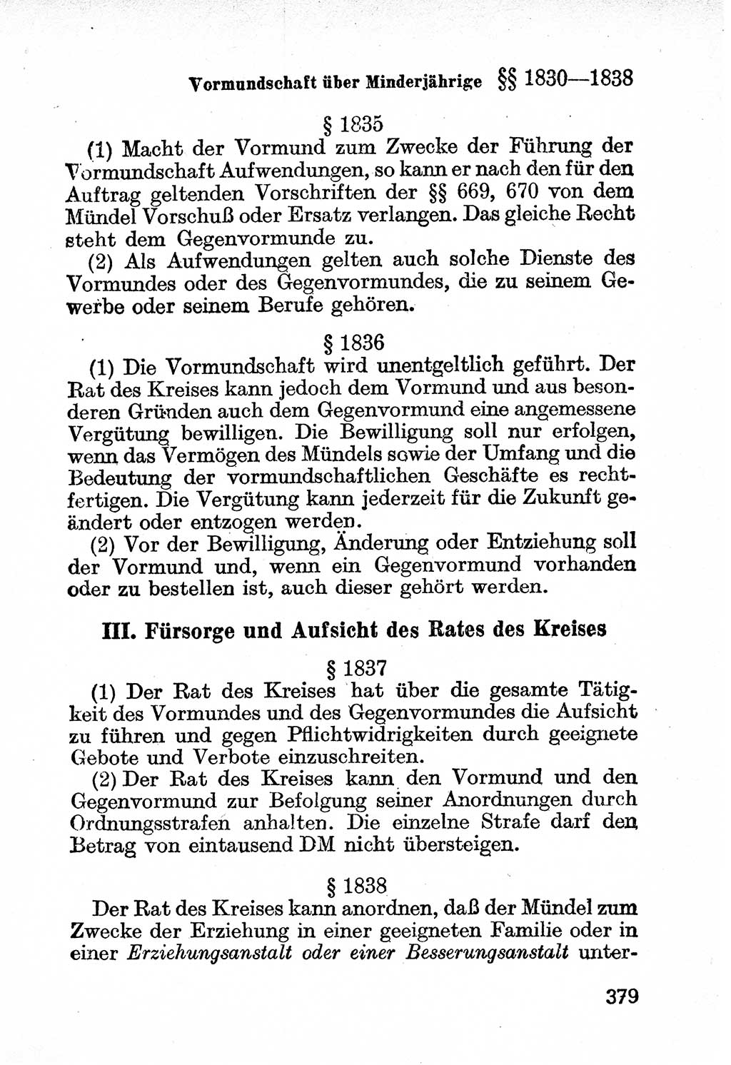 Bürgerliches Gesetzbuch (BGB) nebst wichtigen Nebengesetzen [Deutsche Demokratische Republik (DDR)] 1956, Seite 379 (BGB Nebenges. DDR 1956, S. 379)