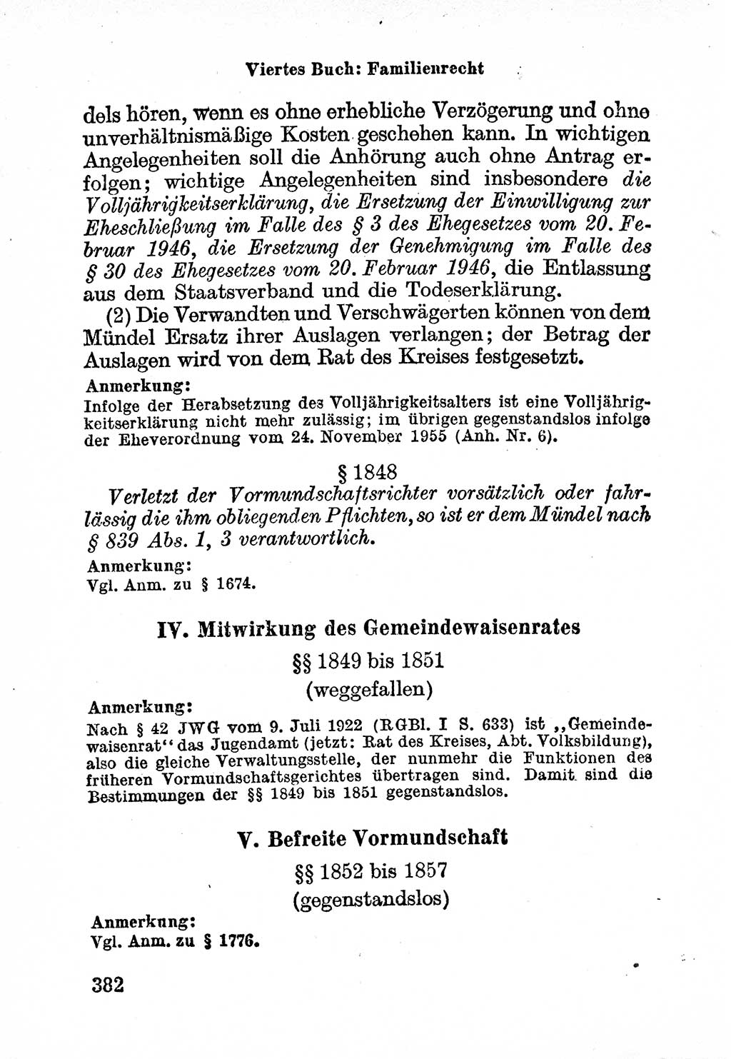 Bürgerliches Gesetzbuch (BGB) nebst wichtigen Nebengesetzen [Deutsche Demokratische Republik (DDR)] 1956, Seite 382 (BGB Nebenges. DDR 1956, S. 382)