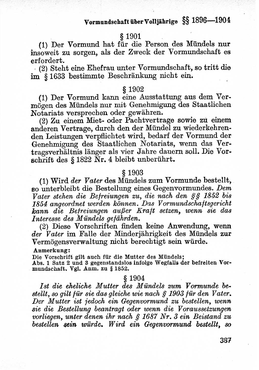 Bürgerliches Gesetzbuch (BGB) nebst wichtigen Nebengesetzen [Deutsche Demokratische Republik (DDR)] 1956, Seite 387 (BGB Nebenges. DDR 1956, S. 387)