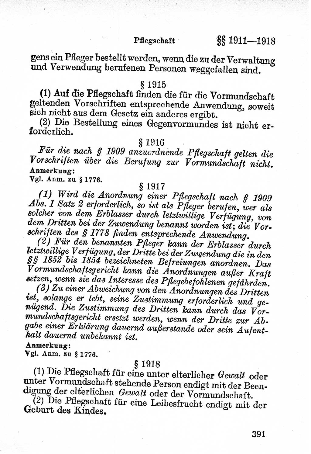 Bürgerliches Gesetzbuch (BGB) nebst wichtigen Nebengesetzen [Deutsche Demokratische Republik (DDR)] 1956, Seite 391 (BGB Nebenges. DDR 1956, S. 391)