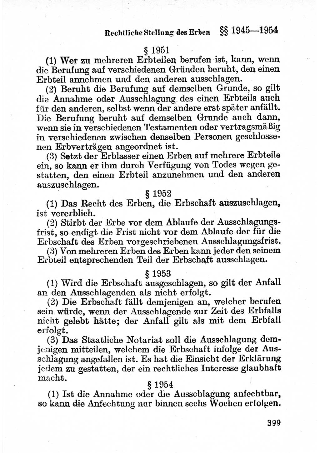Bürgerliches Gesetzbuch (BGB) nebst wichtigen Nebengesetzen [Deutsche Demokratische Republik (DDR)] 1956, Seite 399 (BGB Nebenges. DDR 1956, S. 399)