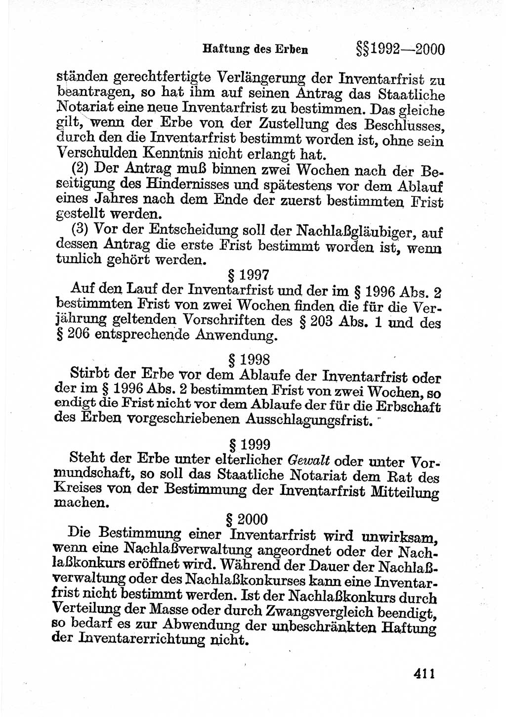 Bürgerliches Gesetzbuch (BGB) nebst wichtigen Nebengesetzen [Deutsche Demokratische Republik (DDR)] 1956, Seite 411 (BGB Nebenges. DDR 1956, S. 411)