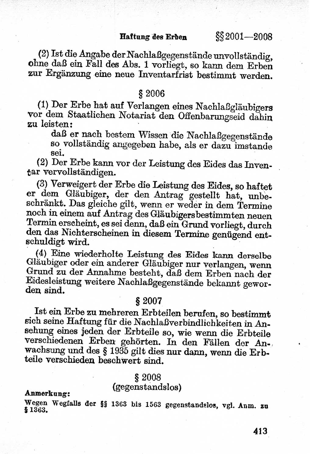 Bürgerliches Gesetzbuch (BGB) nebst wichtigen Nebengesetzen [Deutsche Demokratische Republik (DDR)] 1956, Seite 413 (BGB Nebenges. DDR 1956, S. 413)