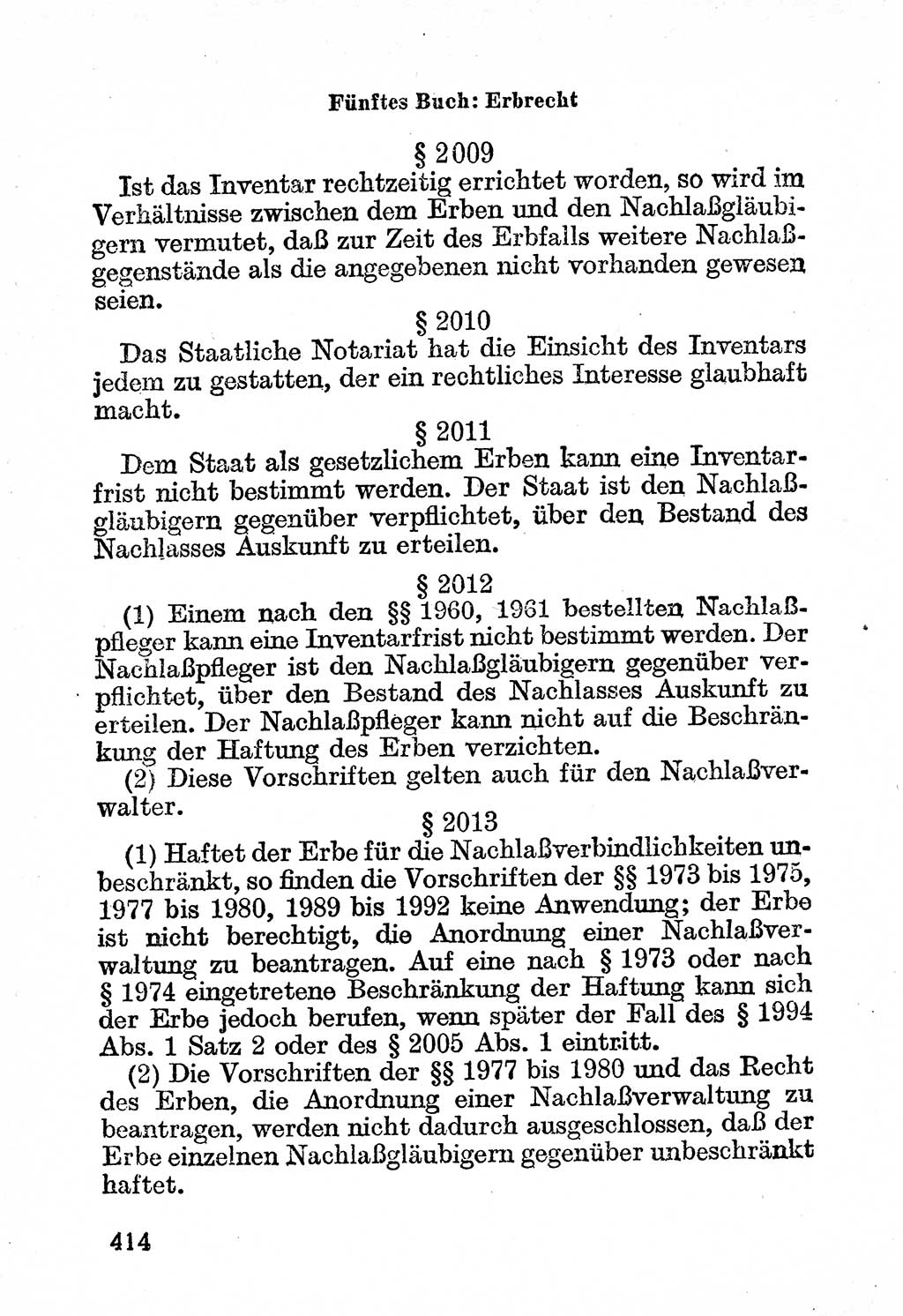 Bürgerliches Gesetzbuch (BGB) nebst wichtigen Nebengesetzen [Deutsche Demokratische Republik (DDR)] 1956, Seite 414 (BGB Nebenges. DDR 1956, S. 414)