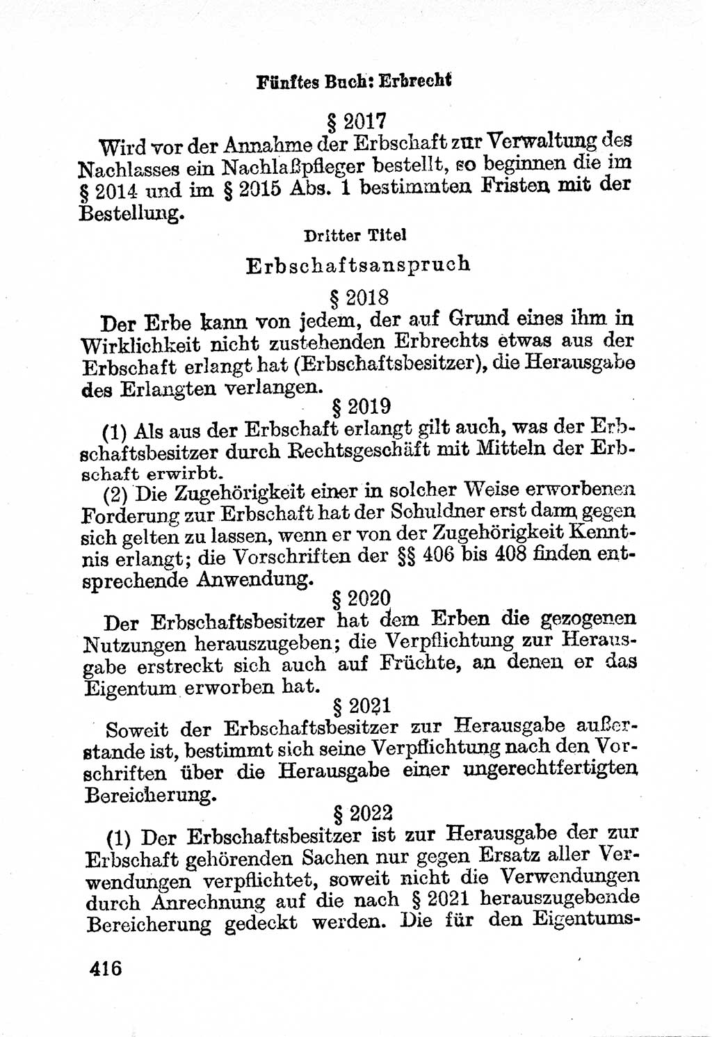 Bürgerliches Gesetzbuch (BGB) nebst wichtigen Nebengesetzen [Deutsche Demokratische Republik (DDR)] 1956, Seite 416 (BGB Nebenges. DDR 1956, S. 416)