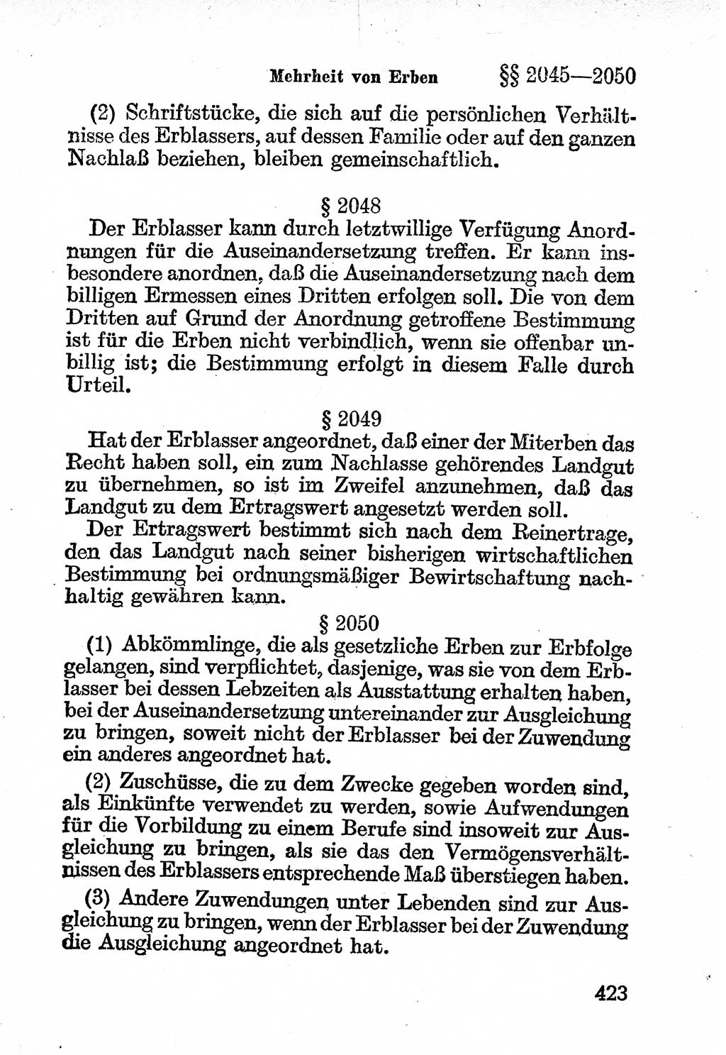 Bürgerliches Gesetzbuch (BGB) nebst wichtigen Nebengesetzen [Deutsche Demokratische Republik (DDR)] 1956, Seite 423 (BGB Nebenges. DDR 1956, S. 423)
