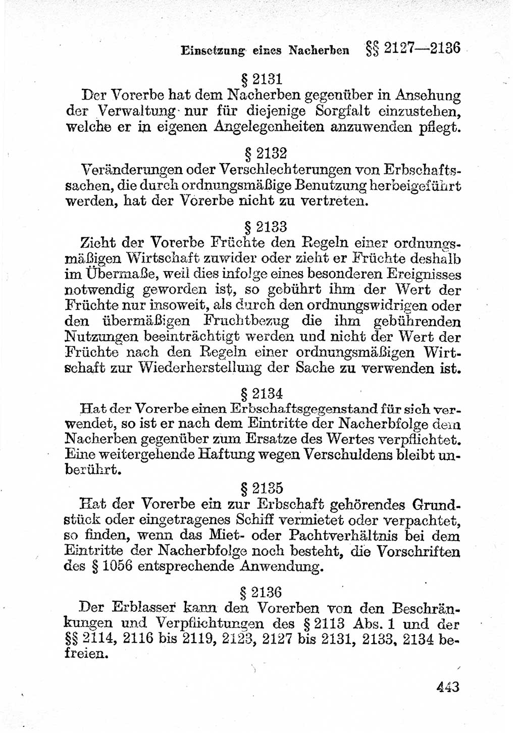 Bürgerliches Gesetzbuch (BGB) nebst wichtigen Nebengesetzen [Deutsche Demokratische Republik (DDR)] 1956, Seite 443 (BGB Nebenges. DDR 1956, S. 443)