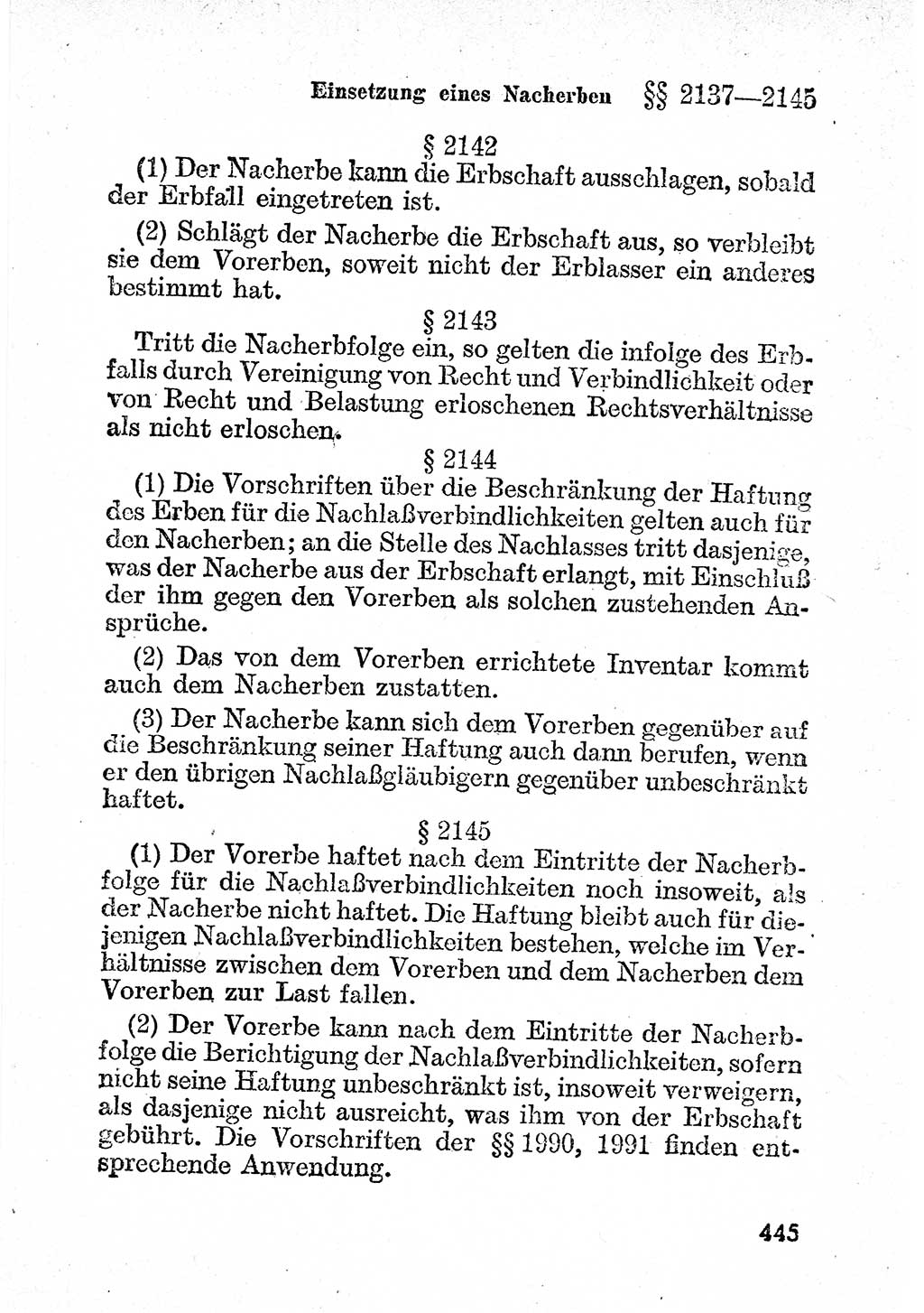 Bürgerliches Gesetzbuch (BGB) nebst wichtigen Nebengesetzen [Deutsche Demokratische Republik (DDR)] 1956, Seite 445 (BGB Nebenges. DDR 1956, S. 445)