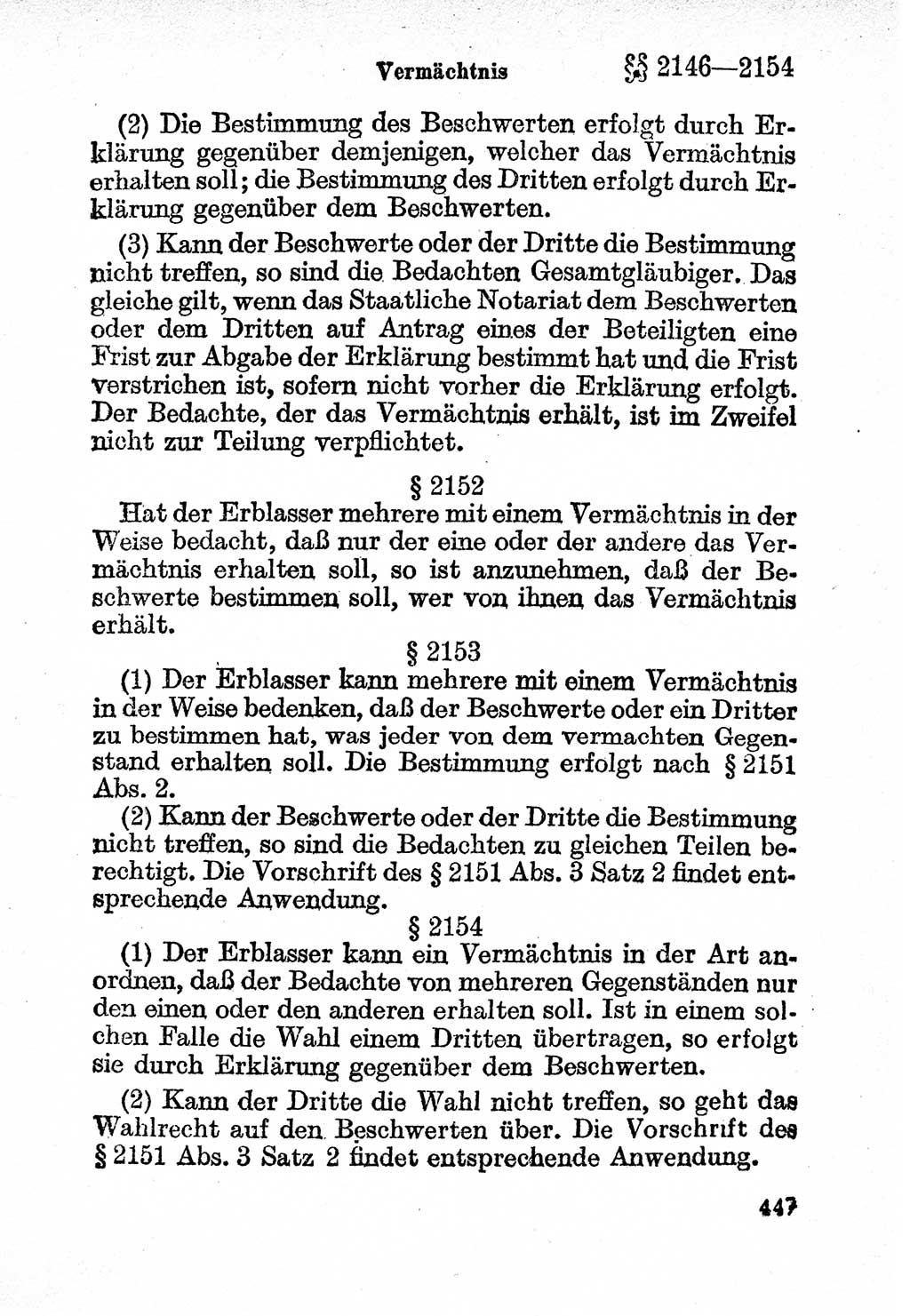 Bürgerliches Gesetzbuch (BGB) nebst wichtigen Nebengesetzen [Deutsche Demokratische Republik (DDR)] 1956, Seite 447 (BGB Nebenges. DDR 1956, S. 447)