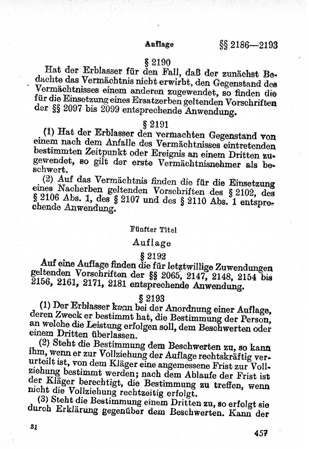 Bürgerliches Gesetzbuch (BGB) nebst wichtigen Nebengesetzen [Deutsche Demokratische Republik (DDR)] 1956, Seite 457 (BGB Nebenges. DDR 1956, S. 457)