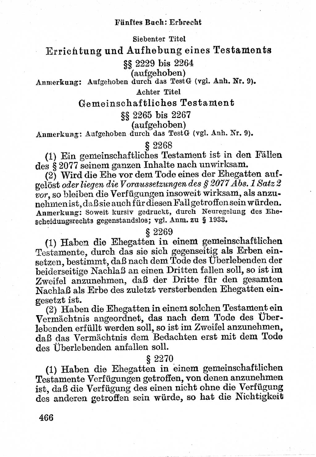 Bürgerliches Gesetzbuch (BGB) nebst wichtigen Nebengesetzen [Deutsche Demokratische Republik (DDR)] 1956, Seite 466 (BGB Nebenges. DDR 1956, S. 466)