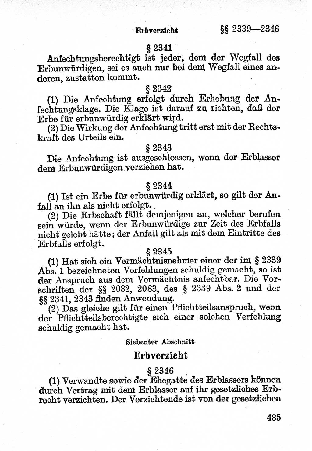 Bürgerliches Gesetzbuch (BGB) nebst wichtigen Nebengesetzen [Deutsche Demokratische Republik (DDR)] 1956, Seite 485 (BGB Nebenges. DDR 1956, S. 485)