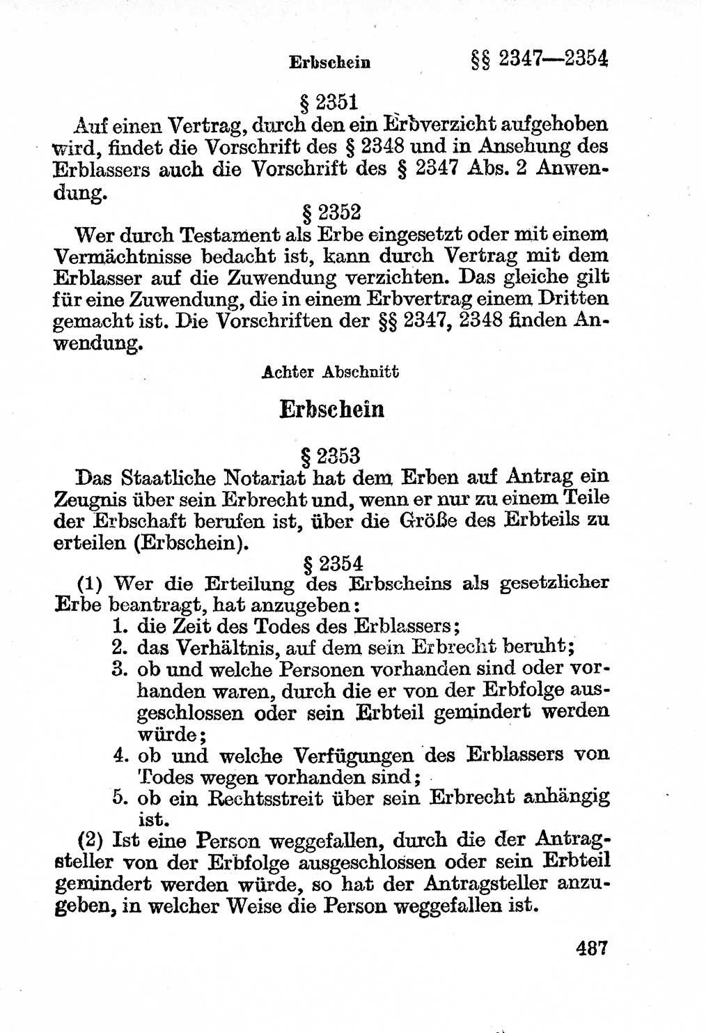 Bürgerliches Gesetzbuch (BGB) nebst wichtigen Nebengesetzen [Deutsche Demokratische Republik (DDR)] 1956, Seite 487 (BGB Nebenges. DDR 1956, S. 487)