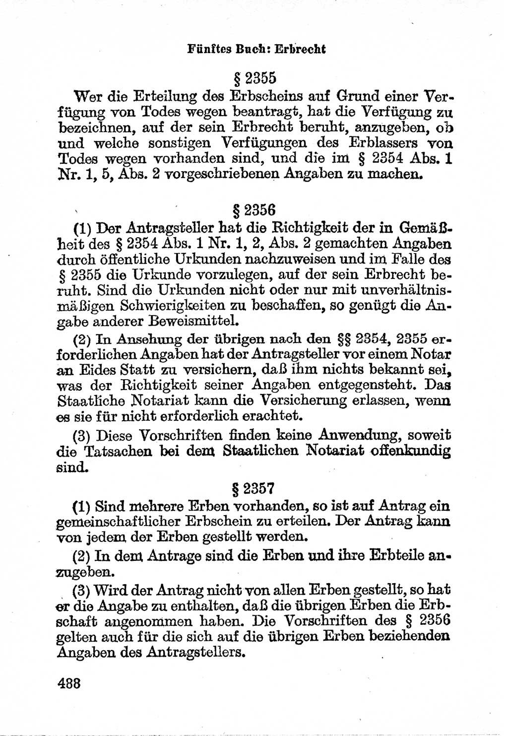 Bürgerliches Gesetzbuch (BGB) nebst wichtigen Nebengesetzen [Deutsche Demokratische Republik (DDR)] 1956, Seite 488 (BGB Nebenges. DDR 1956, S. 488)