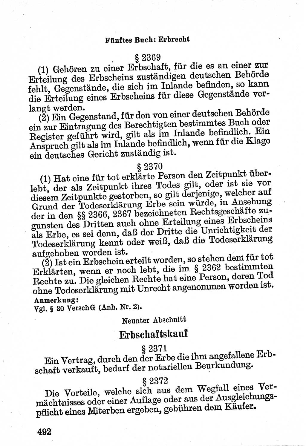 Bürgerliches Gesetzbuch (BGB) nebst wichtigen Nebengesetzen [Deutsche Demokratische Republik (DDR)] 1956, Seite 492 (BGB Nebenges. DDR 1956, S. 492)