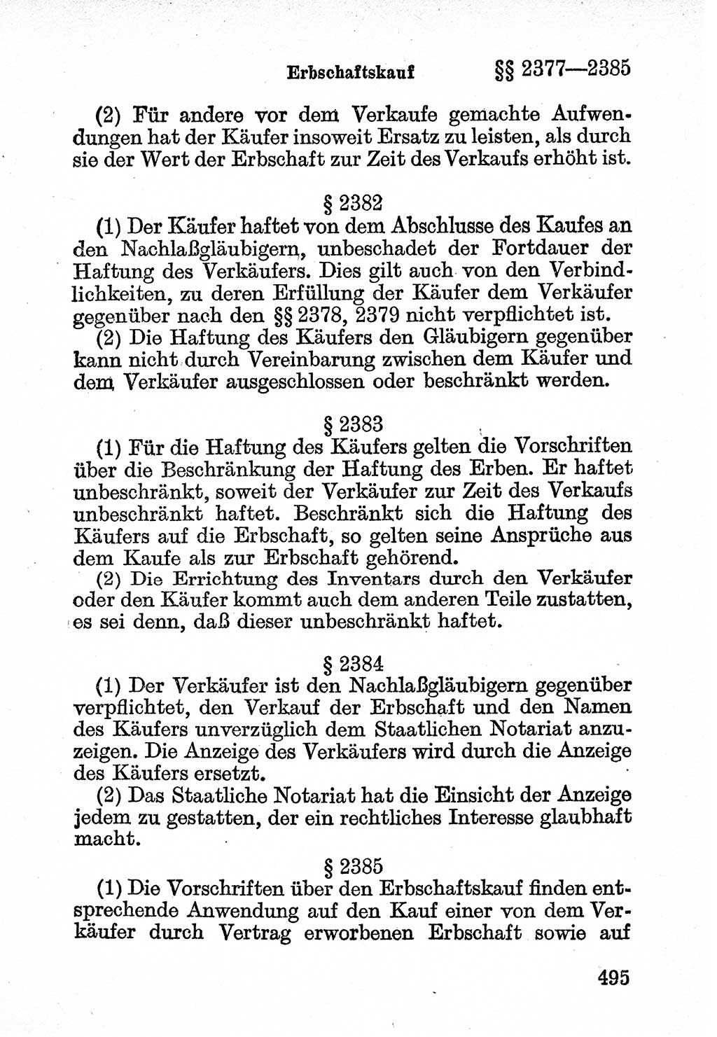 Bürgerliches Gesetzbuch (BGB) nebst wichtigen Nebengesetzen [Deutsche Demokratische Republik (DDR)] 1956, Seite 495 (BGB Nebenges. DDR 1956, S. 495)