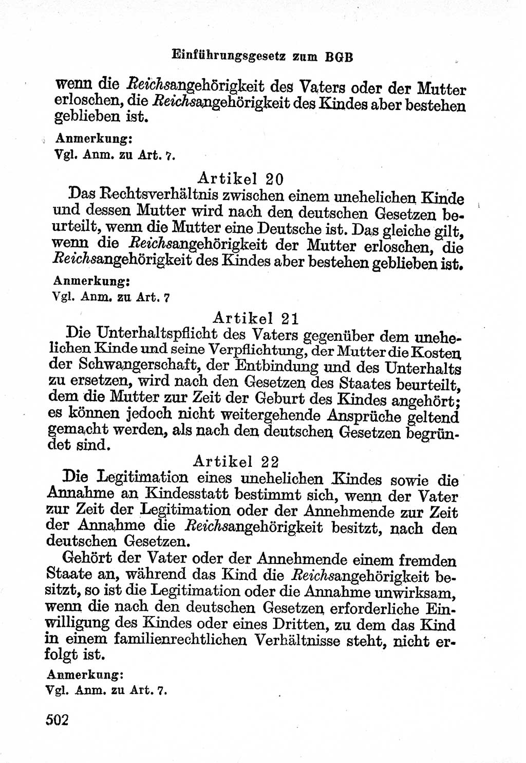 Bürgerliches Gesetzbuch (BGB) nebst wichtigen Nebengesetzen [Deutsche Demokratische Republik (DDR)] 1956, Seite 502 (BGB Nebenges. DDR 1956, S. 502)