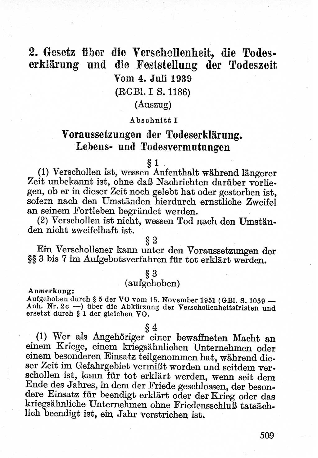 Bürgerliches Gesetzbuch (BGB) nebst wichtigen Nebengesetzen [Deutsche Demokratische Republik (DDR)] 1956, Seite 509 (BGB Nebenges. DDR 1956, S. 509)