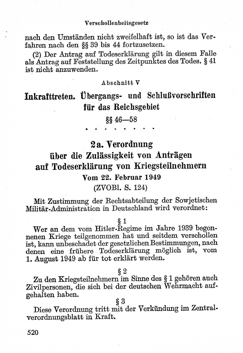 Bürgerliches Gesetzbuch (BGB) nebst wichtigen Nebengesetzen [Deutsche Demokratische Republik (DDR)] 1956, Seite 520 (BGB Nebenges. DDR 1956, S. 520)