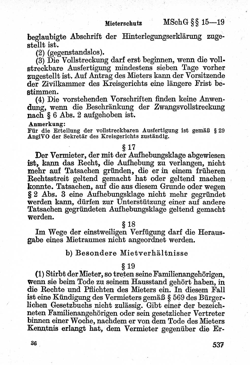 Bürgerliches Gesetzbuch (BGB) nebst wichtigen Nebengesetzen [Deutsche Demokratische Republik (DDR)] 1956, Seite 537 (BGB Nebenges. DDR 1956, S. 537)