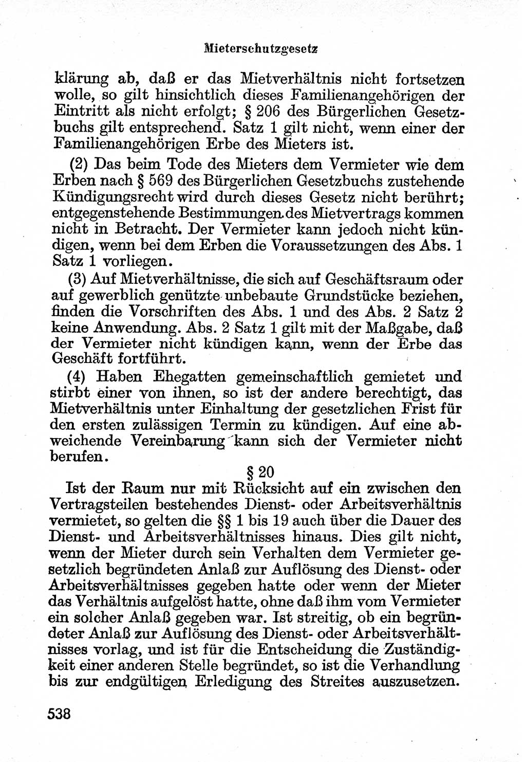 Bürgerliches Gesetzbuch (BGB) nebst wichtigen Nebengesetzen [Deutsche Demokratische Republik (DDR)] 1956, Seite 538 (BGB Nebenges. DDR 1956, S. 538)