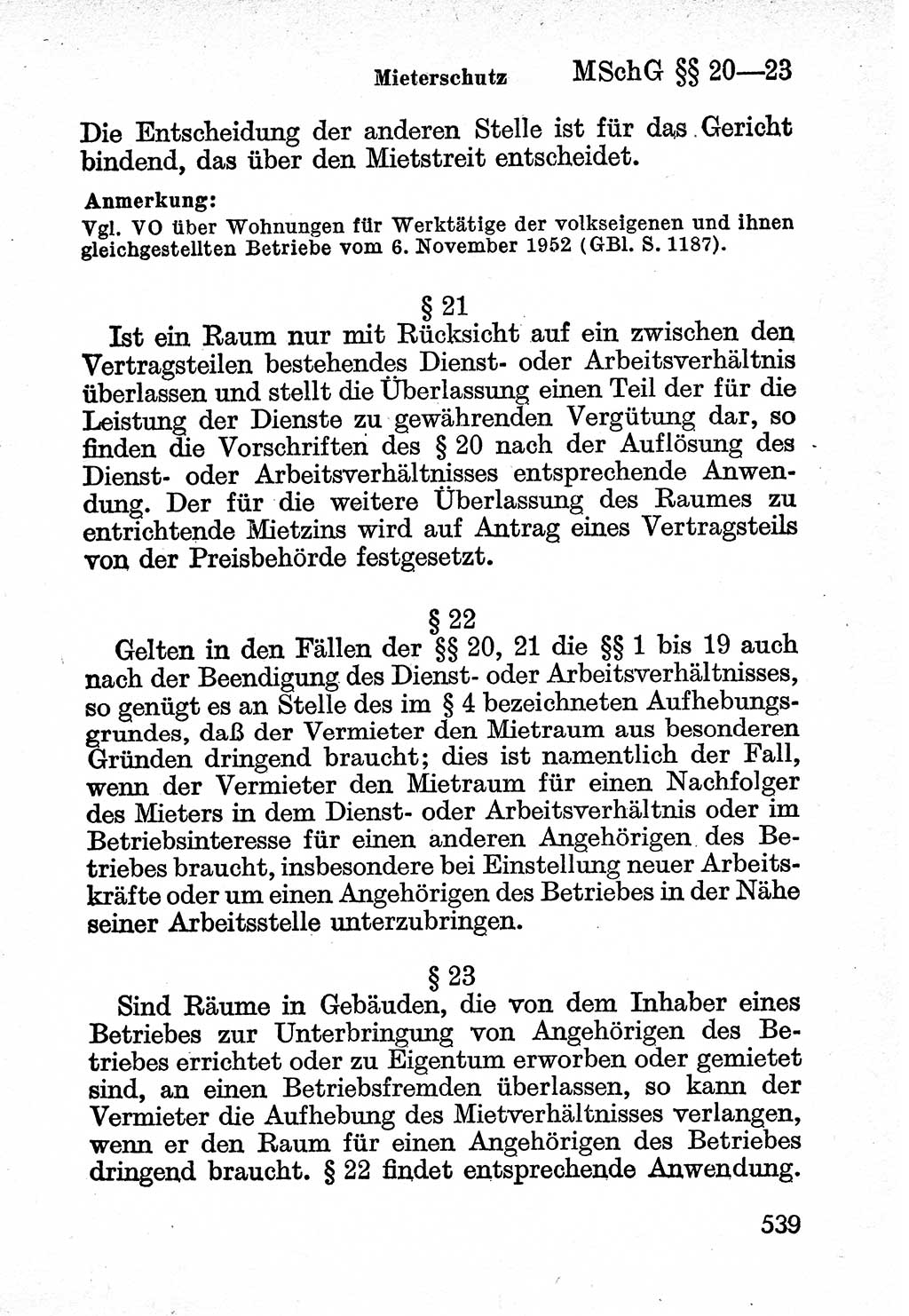Bürgerliches Gesetzbuch (BGB) nebst wichtigen Nebengesetzen [Deutsche Demokratische Republik (DDR)] 1956, Seite 539 (BGB Nebenges. DDR 1956, S. 539)