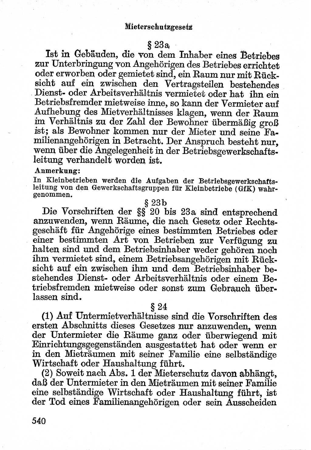 Bürgerliches Gesetzbuch (BGB) nebst wichtigen Nebengesetzen [Deutsche Demokratische Republik (DDR)] 1956, Seite 540 (BGB Nebenges. DDR 1956, S. 540)