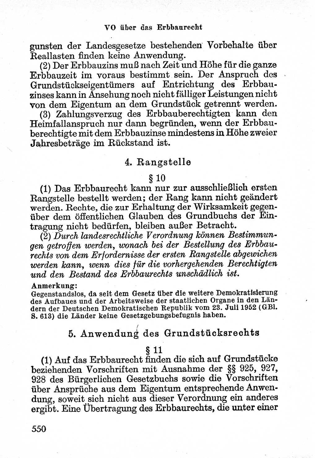 Bürgerliches Gesetzbuch (BGB) nebst wichtigen Nebengesetzen [Deutsche Demokratische Republik (DDR)] 1956, Seite 550 (BGB Nebenges. DDR 1956, S. 550)
