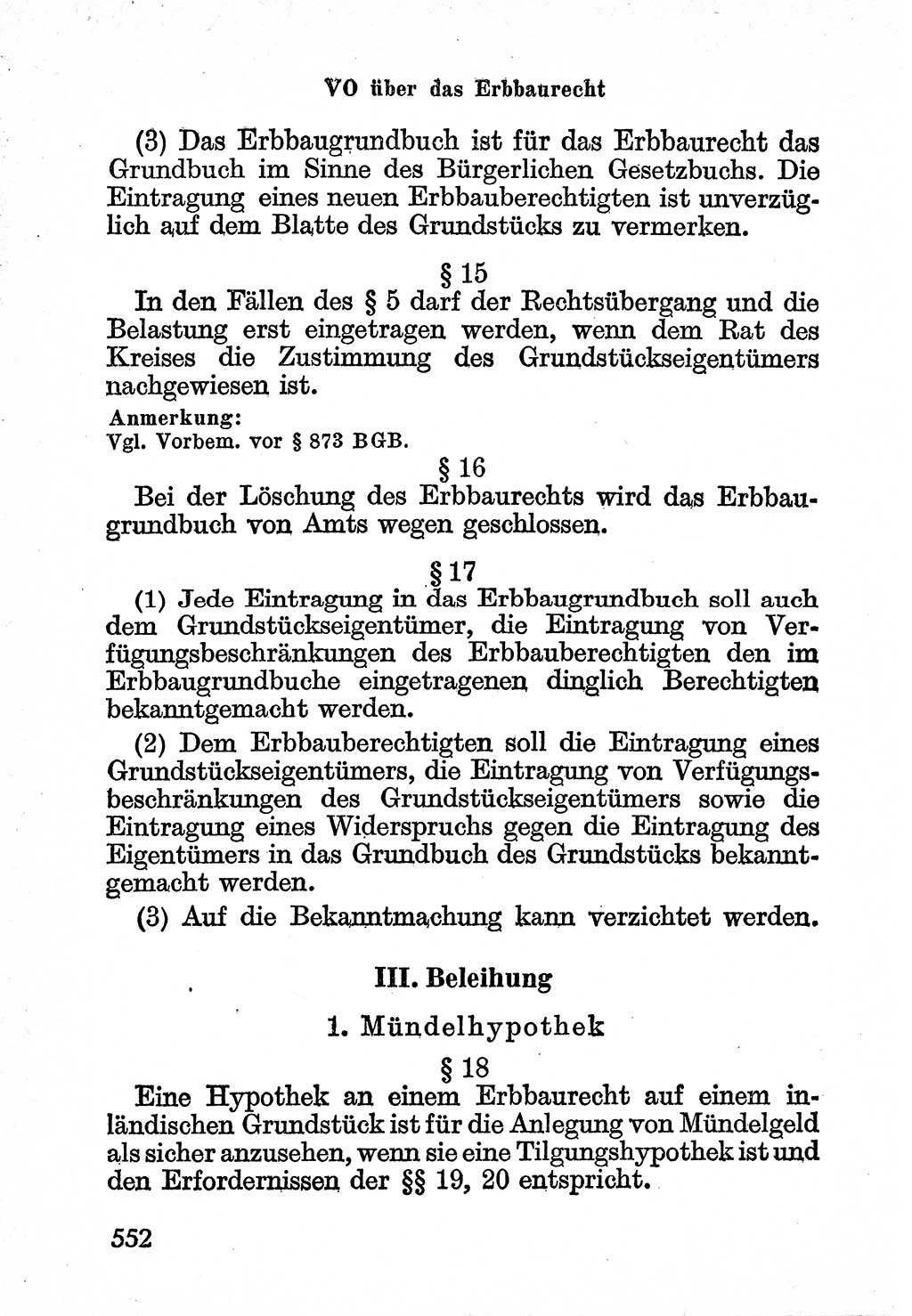 Bürgerliches Gesetzbuch (BGB) nebst wichtigen Nebengesetzen [Deutsche Demokratische Republik (DDR)] 1956, Seite 552 (BGB Nebenges. DDR 1956, S. 552)