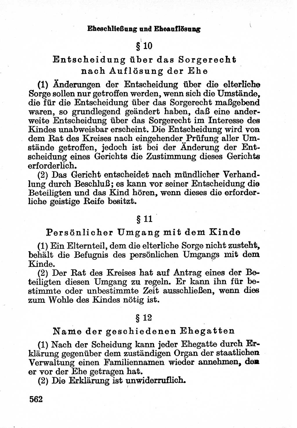 Bürgerliches Gesetzbuch (BGB) nebst wichtigen Nebengesetzen [Deutsche Demokratische Republik (DDR)] 1956, Seite 562 (BGB Nebenges. DDR 1956, S. 562)