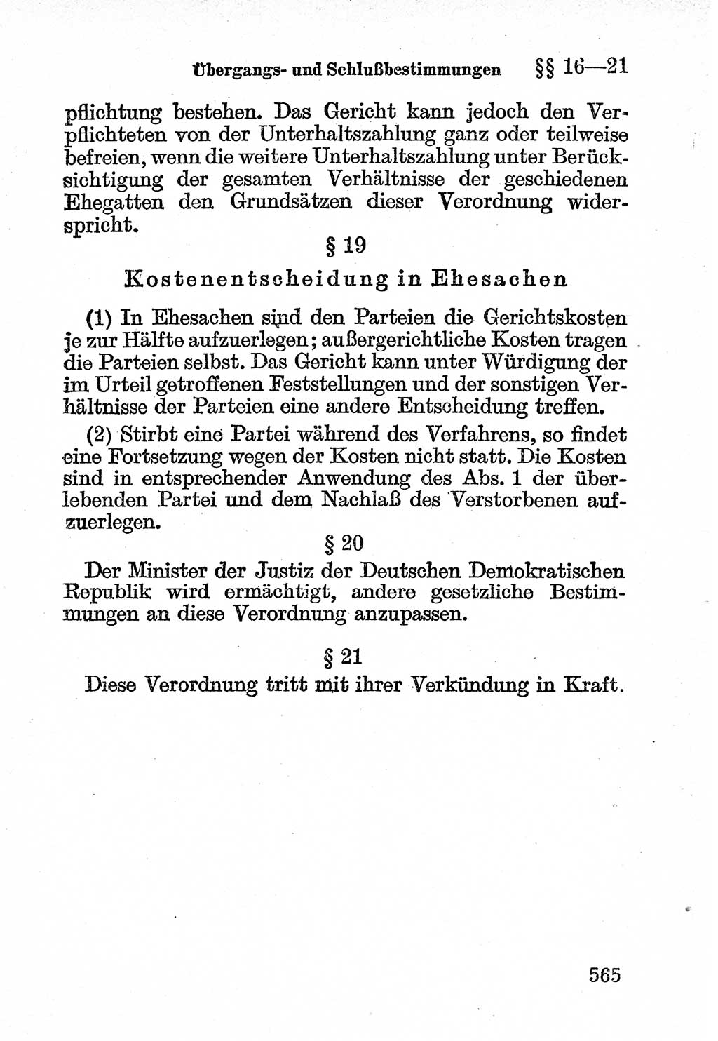 Bürgerliches Gesetzbuch (BGB) nebst wichtigen Nebengesetzen [Deutsche Demokratische Republik (DDR)] 1956, Seite 565 (BGB Nebenges. DDR 1956, S. 565)