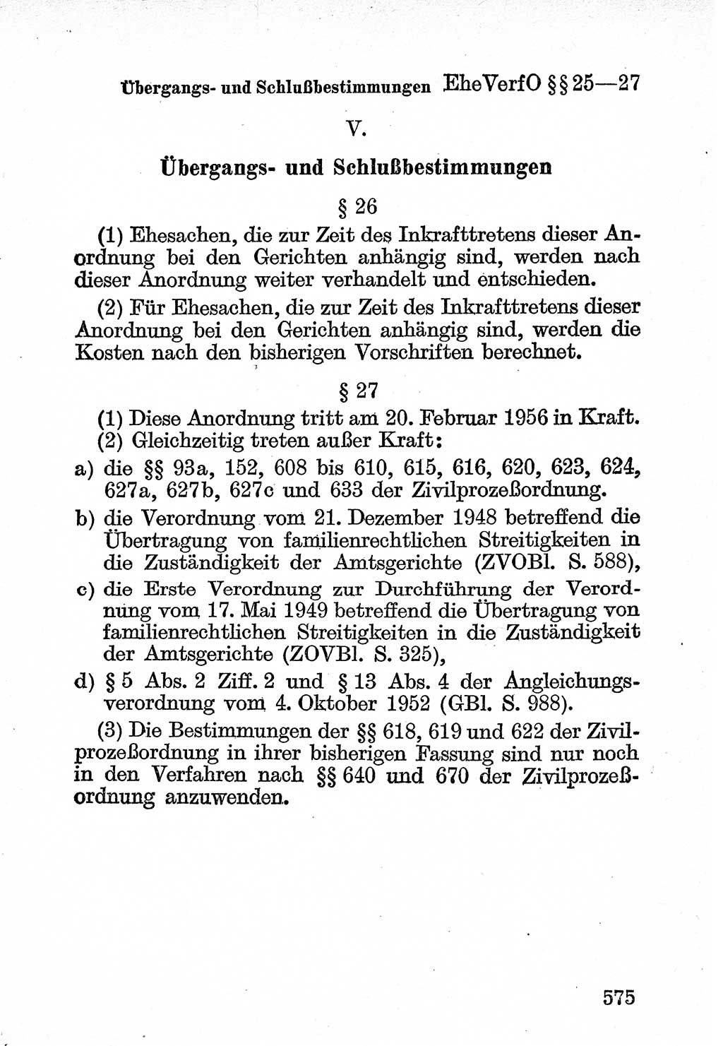 Bürgerliches Gesetzbuch (BGB) nebst wichtigen Nebengesetzen [Deutsche Demokratische Republik (DDR)] 1956, Seite 575 (BGB Nebenges. DDR 1956, S. 575)