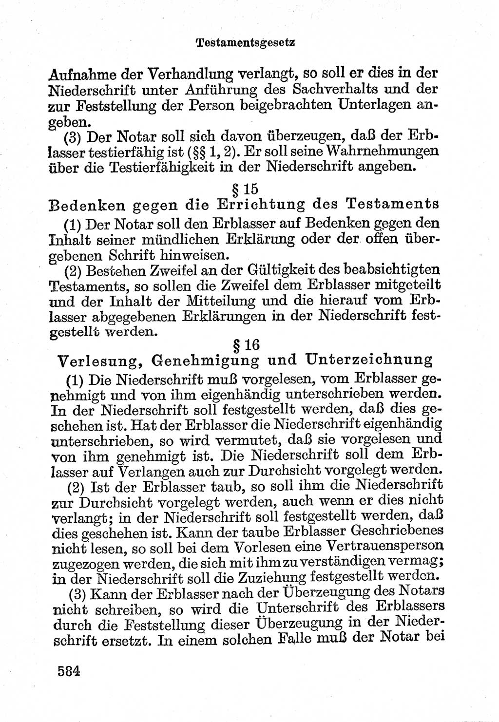 Bürgerliches Gesetzbuch (BGB) nebst wichtigen Nebengesetzen [Deutsche Demokratische Republik (DDR)] 1956, Seite 584 (BGB Nebenges. DDR 1956, S. 584)
