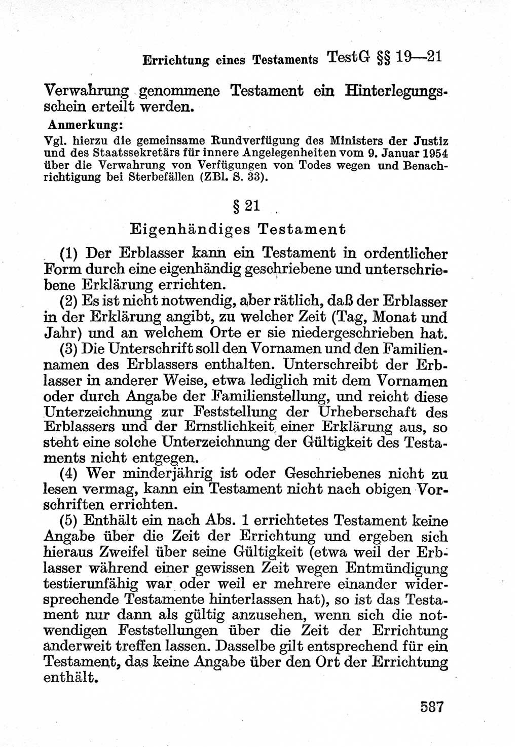 Bürgerliches Gesetzbuch (BGB) nebst wichtigen Nebengesetzen [Deutsche Demokratische Republik (DDR)] 1956, Seite 587 (BGB Nebenges. DDR 1956, S. 587)