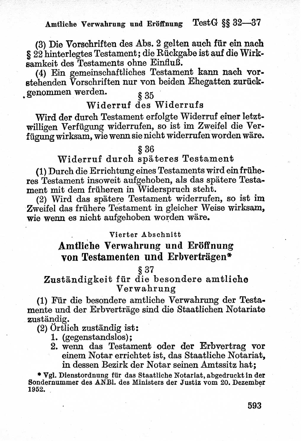 Bürgerliches Gesetzbuch (BGB) nebst wichtigen Nebengesetzen [Deutsche Demokratische Republik (DDR)] 1956, Seite 593 (BGB Nebenges. DDR 1956, S. 593)