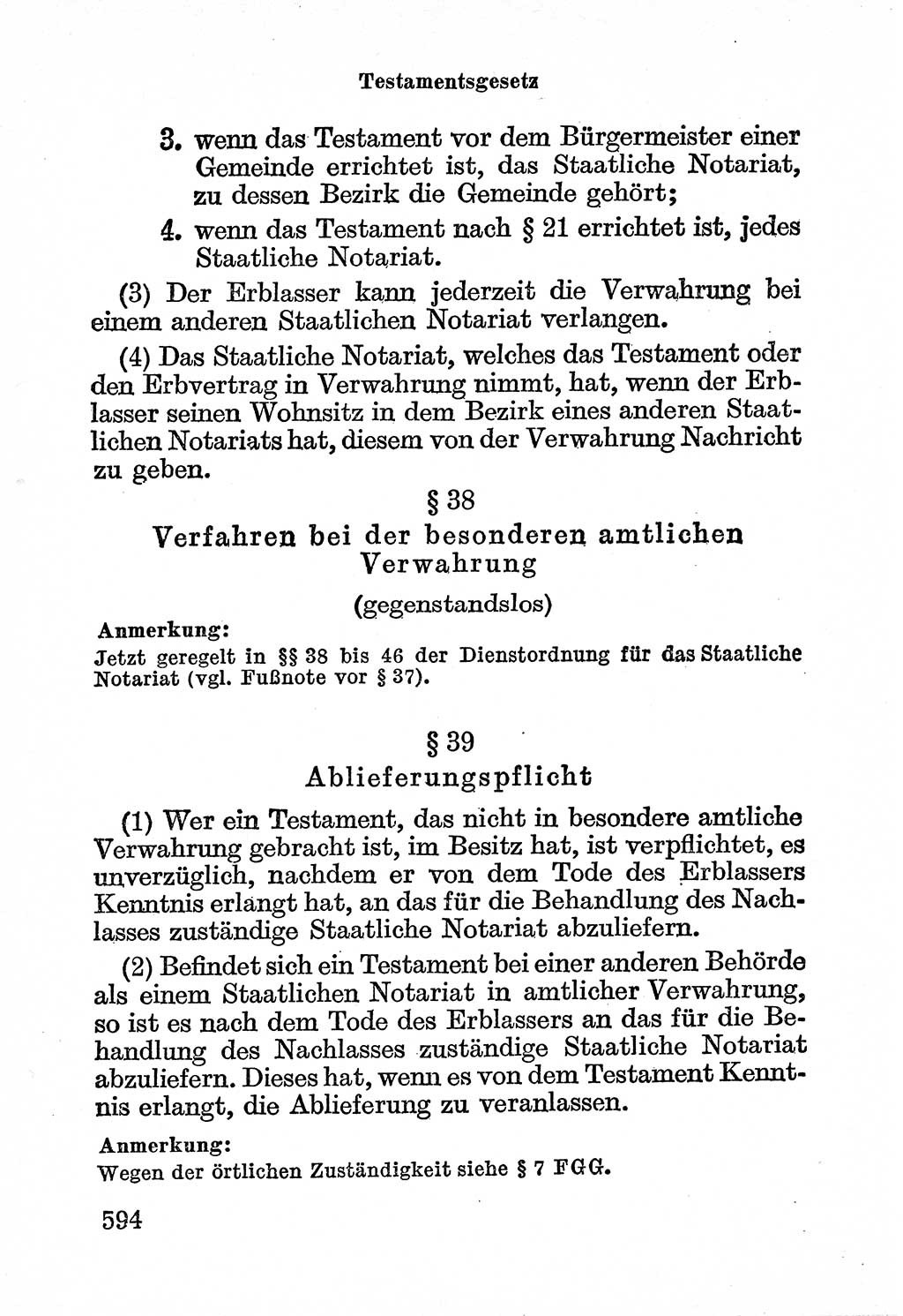 Bürgerliches Gesetzbuch (BGB) nebst wichtigen Nebengesetzen [Deutsche Demokratische Republik (DDR)] 1956, Seite 594 (BGB Nebenges. DDR 1956, S. 594)
