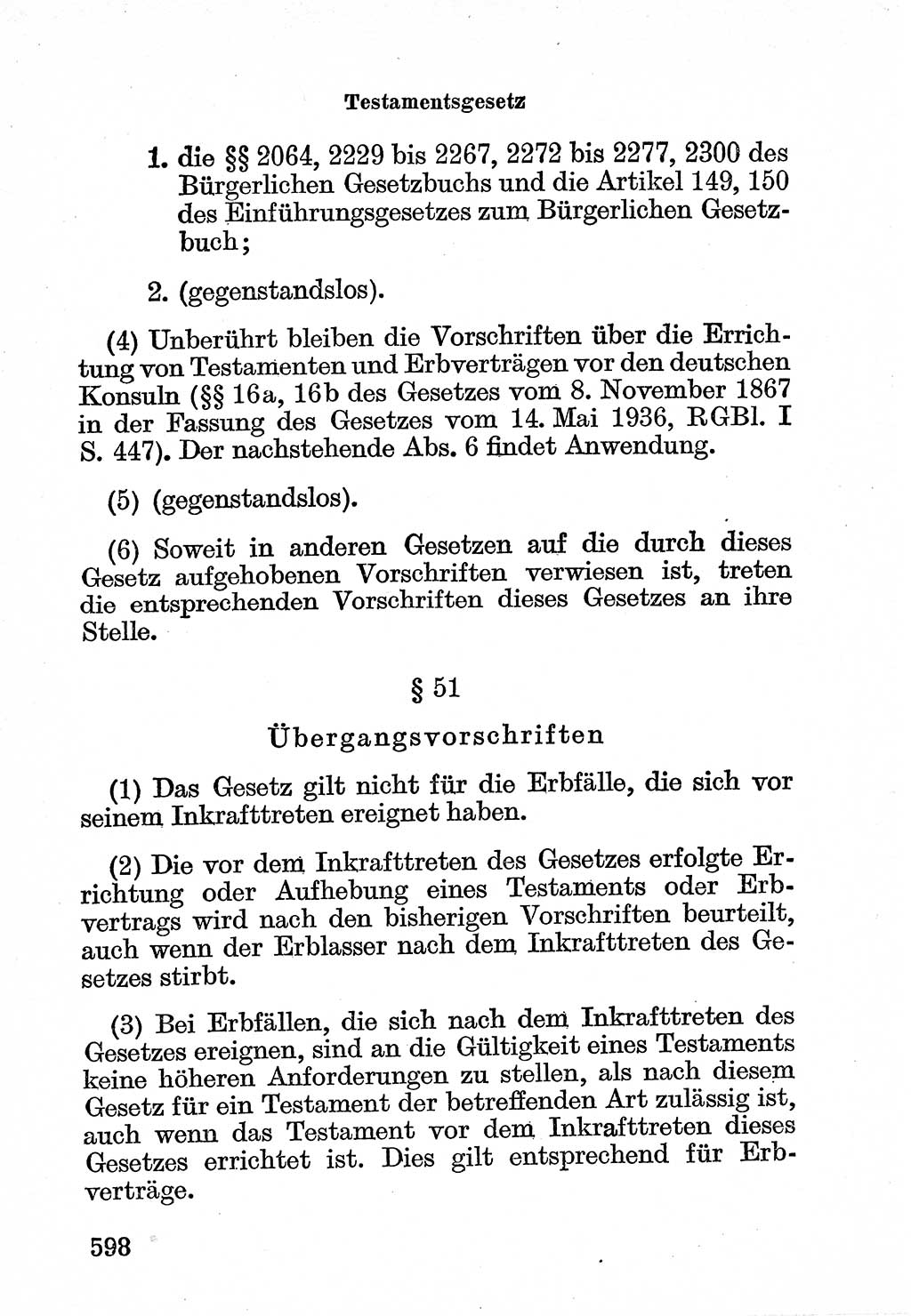 Bürgerliches Gesetzbuch (BGB) nebst wichtigen Nebengesetzen [Deutsche Demokratische Republik (DDR)] 1956, Seite 598 (BGB Nebenges. DDR 1956, S. 598)
