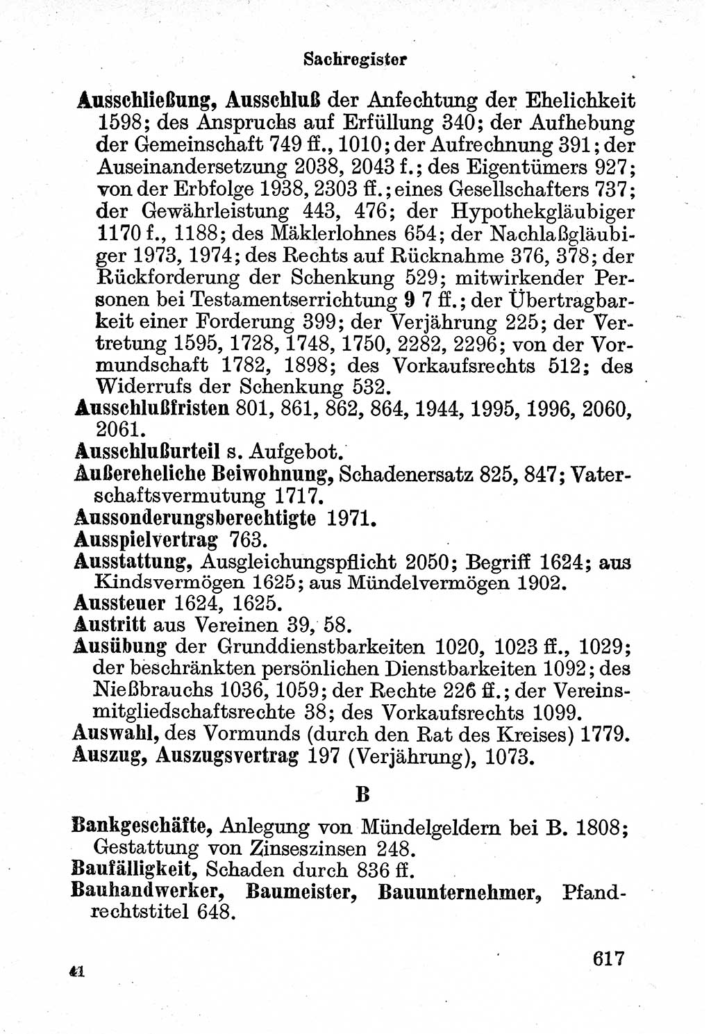 Bürgerliches Gesetzbuch (BGB) nebst wichtigen Nebengesetzen [Deutsche Demokratische Republik (DDR)] 1956, Seite 617 (BGB Nebenges. DDR 1956, S. 617)