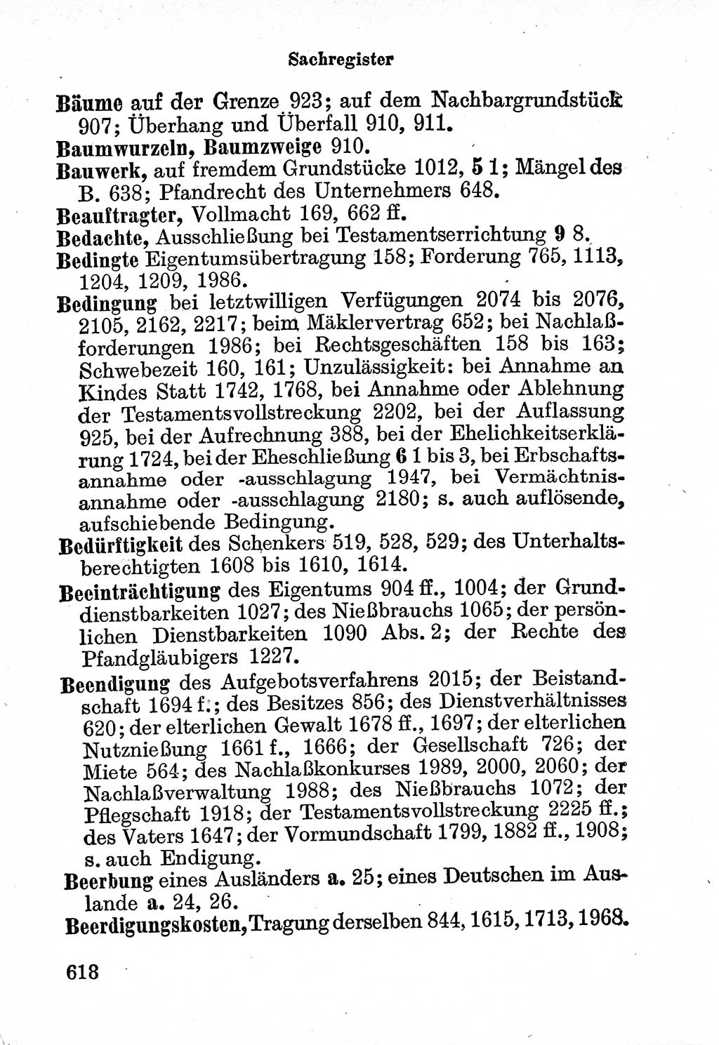 Bürgerliches Gesetzbuch (BGB) nebst wichtigen Nebengesetzen [Deutsche Demokratische Republik (DDR)] 1956, Seite 618 (BGB Nebenges. DDR 1956, S. 618)