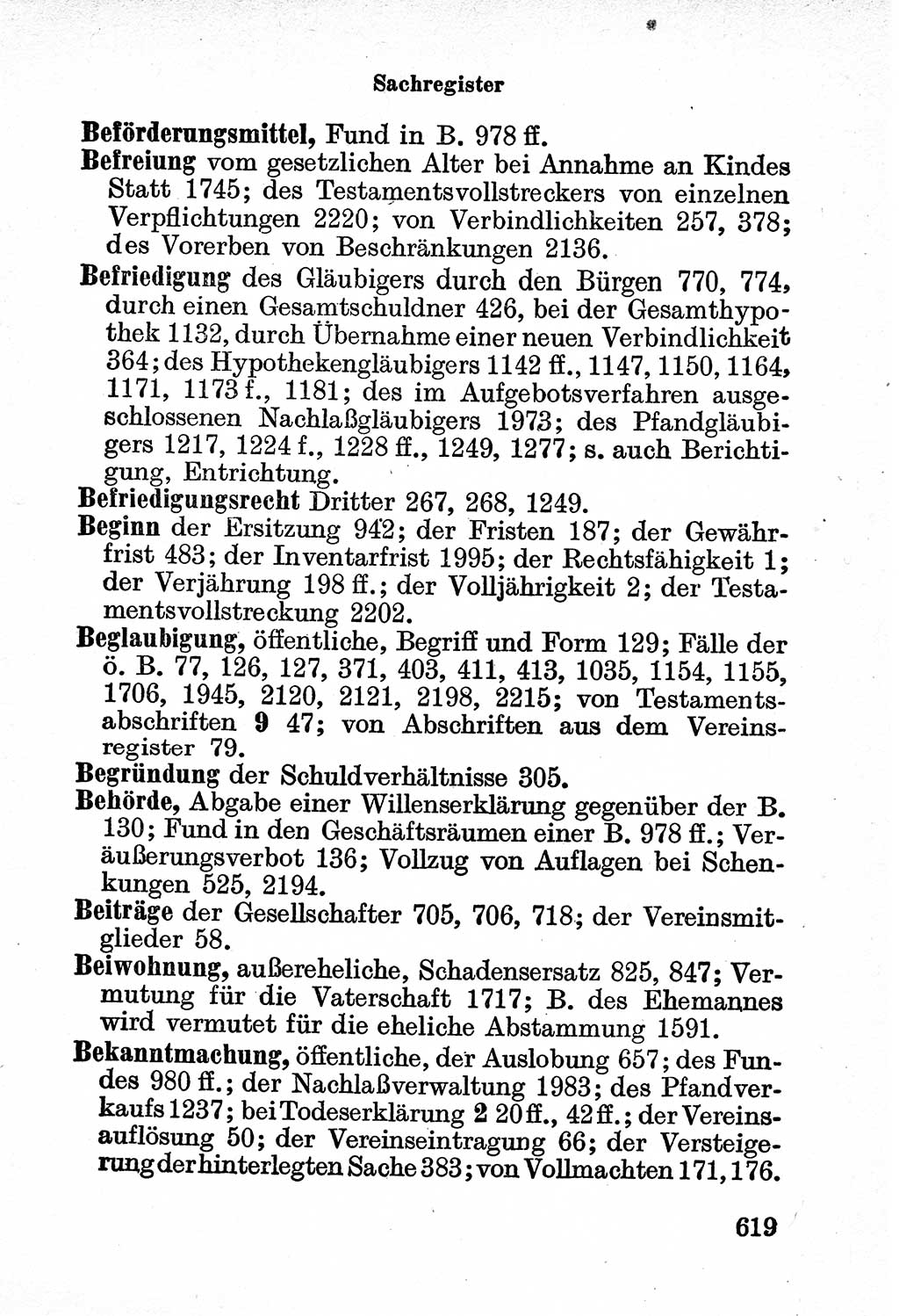 Bürgerliches Gesetzbuch (BGB) nebst wichtigen Nebengesetzen [Deutsche Demokratische Republik (DDR)] 1956, Seite 619 (BGB Nebenges. DDR 1956, S. 619)