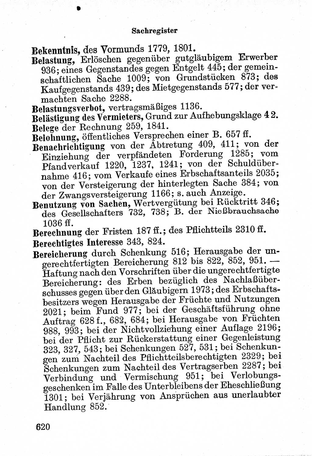 Bürgerliches Gesetzbuch (BGB) nebst wichtigen Nebengesetzen [Deutsche Demokratische Republik (DDR)] 1956, Seite 620 (BGB Nebenges. DDR 1956, S. 620)