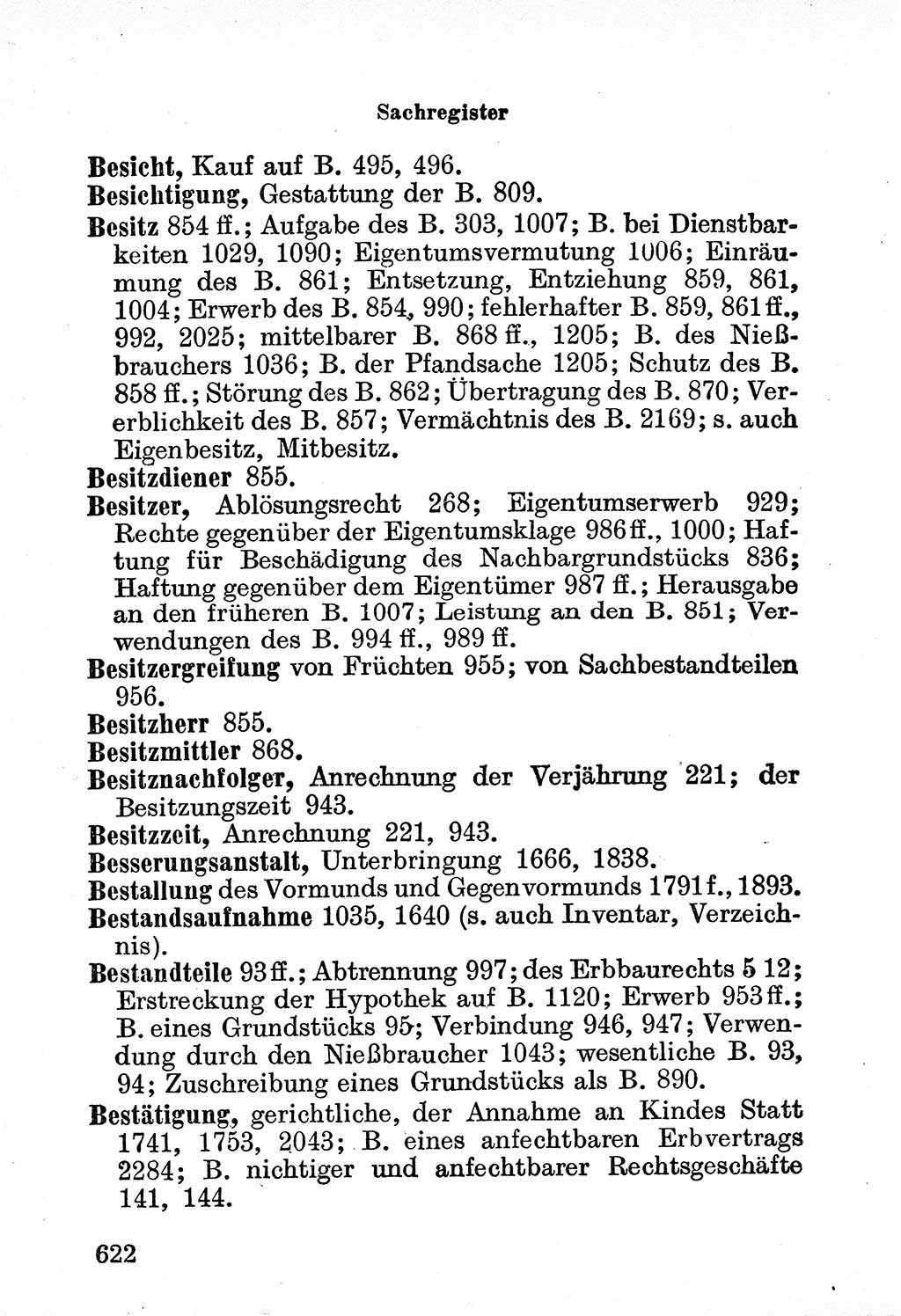 Bürgerliches Gesetzbuch (BGB) nebst wichtigen Nebengesetzen [Deutsche Demokratische Republik (DDR)] 1956, Seite 622 (BGB Nebenges. DDR 1956, S. 622)