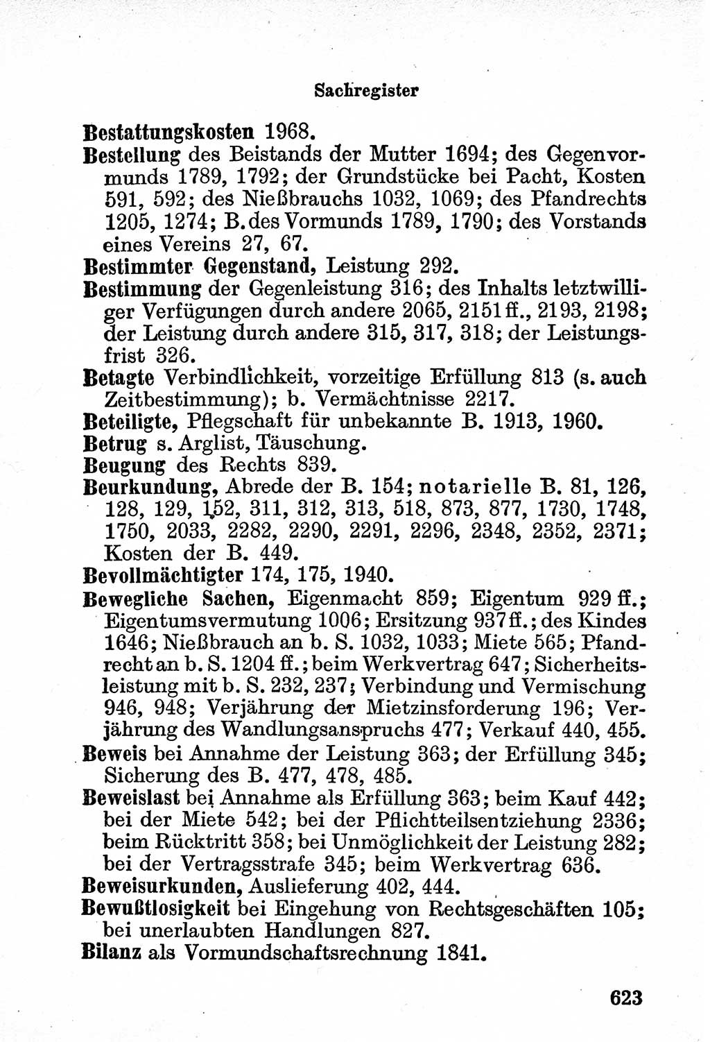 Bürgerliches Gesetzbuch (BGB) nebst wichtigen Nebengesetzen [Deutsche Demokratische Republik (DDR)] 1956, Seite 623 (BGB Nebenges. DDR 1956, S. 623)