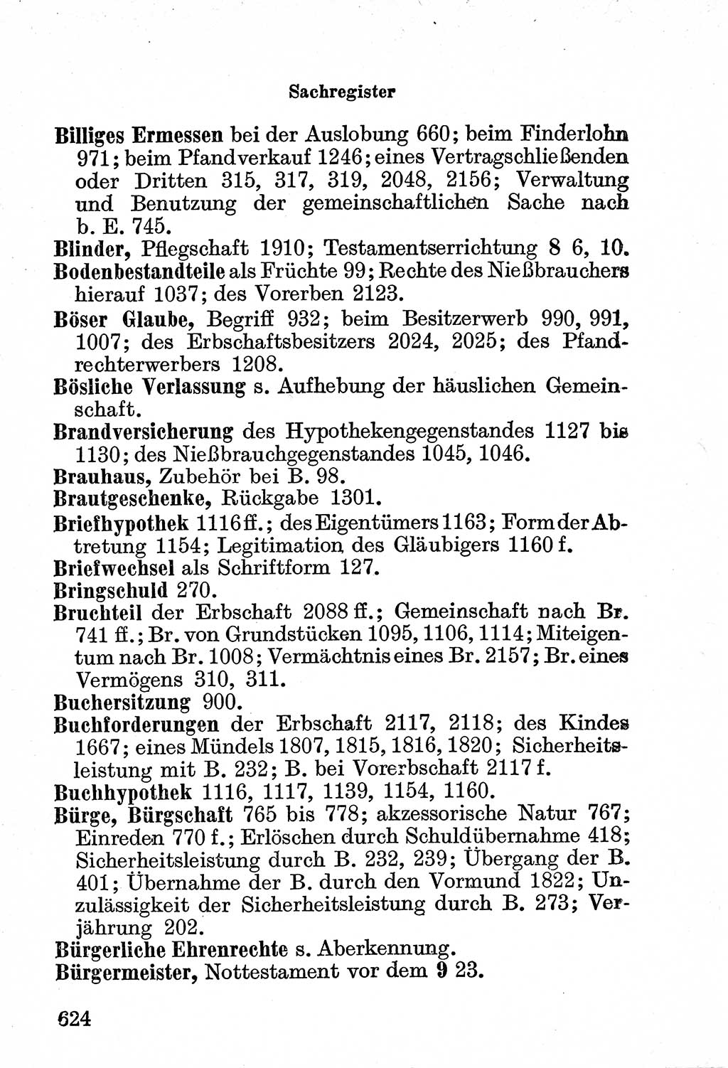 Bürgerliches Gesetzbuch (BGB) nebst wichtigen Nebengesetzen [Deutsche Demokratische Republik (DDR)] 1956, Seite 624 (BGB Nebenges. DDR 1956, S. 624)