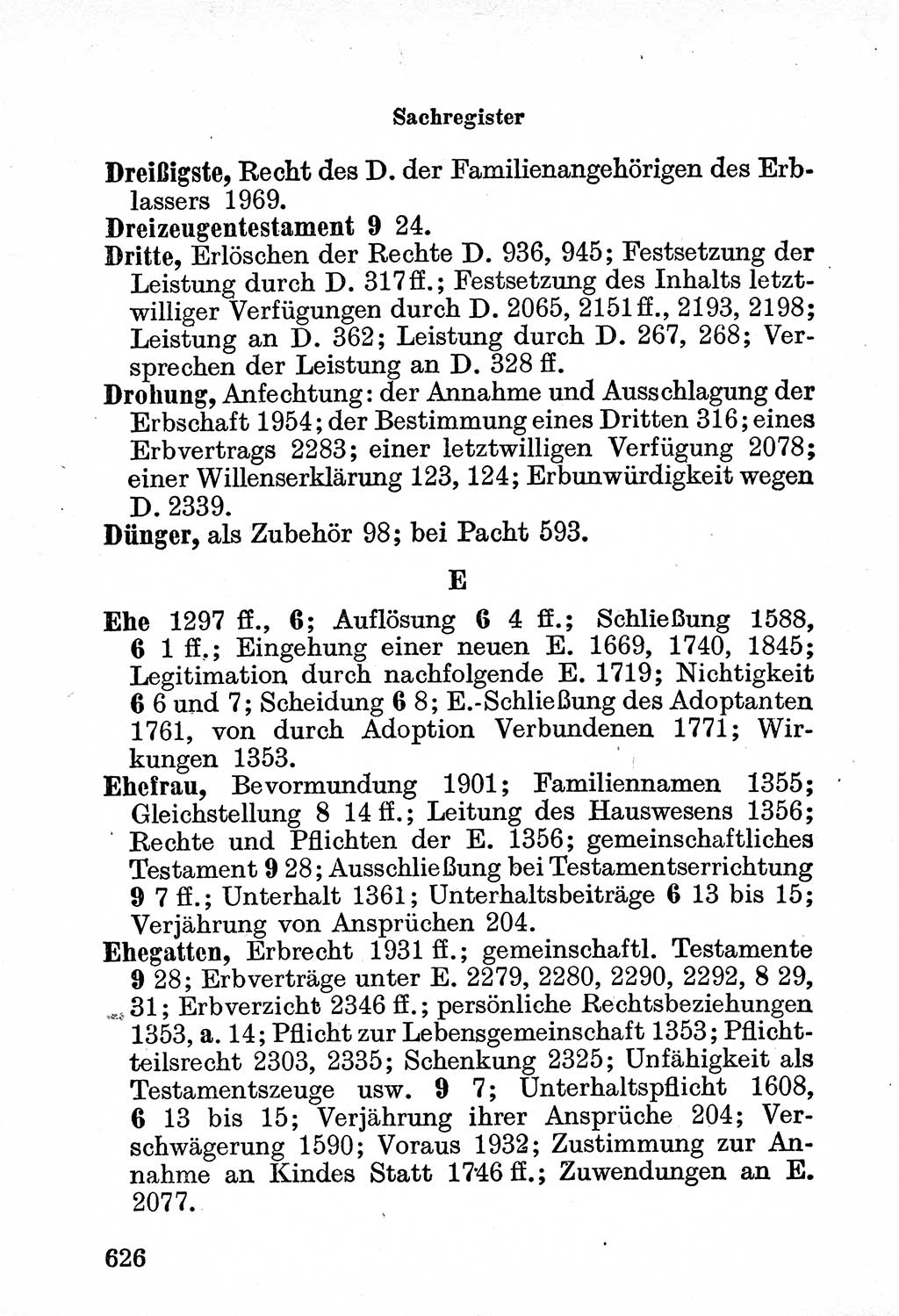 Bürgerliches Gesetzbuch (BGB) nebst wichtigen Nebengesetzen [Deutsche Demokratische Republik (DDR)] 1956, Seite 626 (BGB Nebenges. DDR 1956, S. 626)