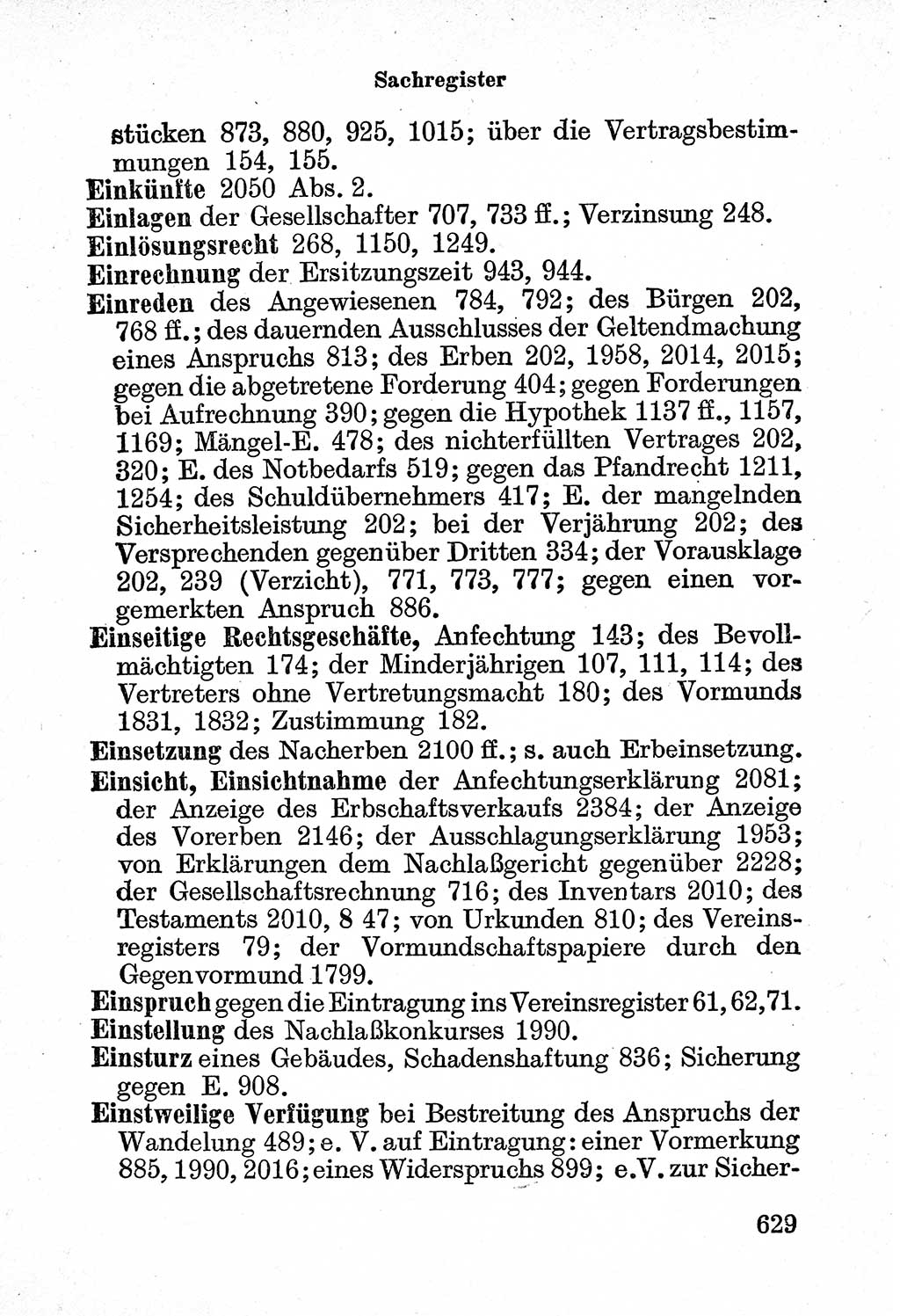 Bürgerliches Gesetzbuch (BGB) nebst wichtigen Nebengesetzen [Deutsche Demokratische Republik (DDR)] 1956, Seite 629 (BGB Nebenges. DDR 1956, S. 629)