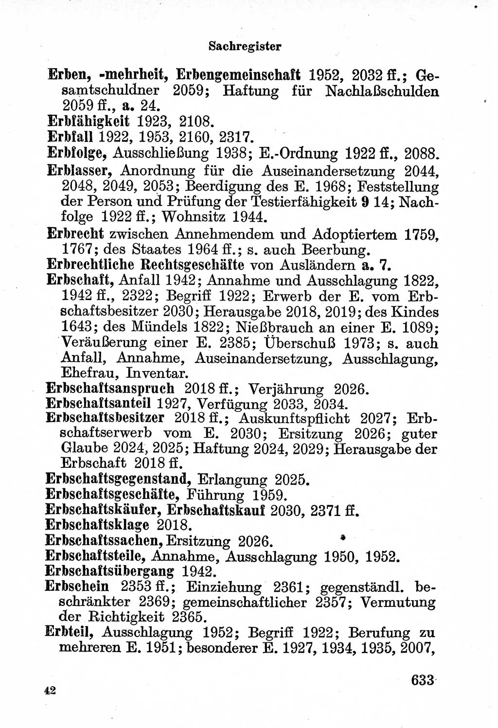 Bürgerliches Gesetzbuch (BGB) nebst wichtigen Nebengesetzen [Deutsche Demokratische Republik (DDR)] 1956, Seite 633 (BGB Nebenges. DDR 1956, S. 633)